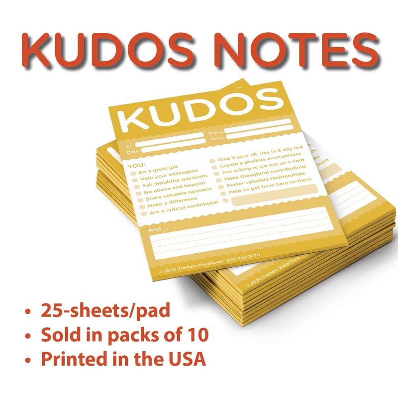Trainers Warehouse Kudos for Work - Set of 10 Note Pads (Orange) | Clever & Colorful - Recognize Large or Small Contributions, & Inspire Continued Efforts | 4" W x 5.5" L - Image 5